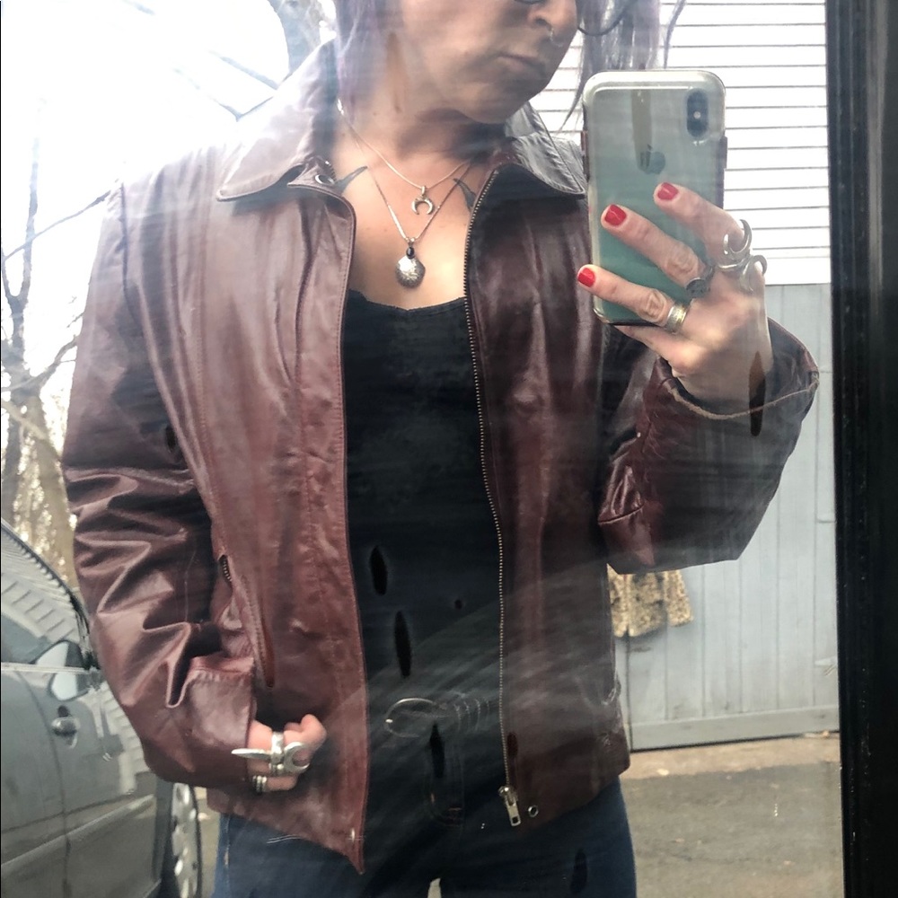 FLASH SALE! VTG 70s Wilson’s red leather jacket zip out lining &inside pockets! - Picture 5 of 6